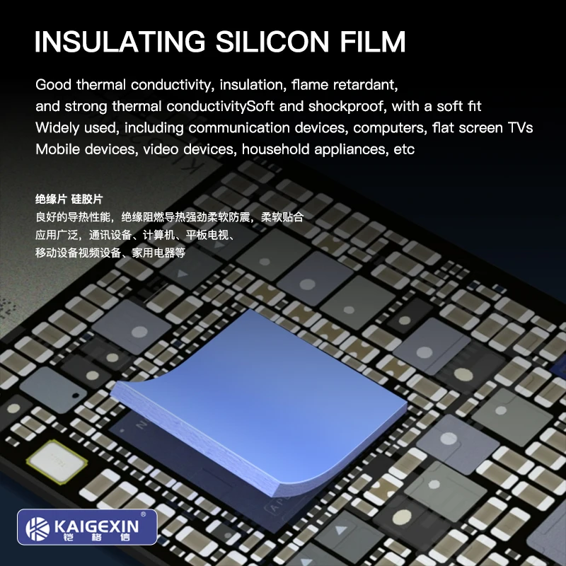KGX-100 Pre-Cut Thermal Silicone Pads, CPU Chip Heat Heatsink, Cooling Conductive for Board Repair, Fast Heat Dissipation, 100 P