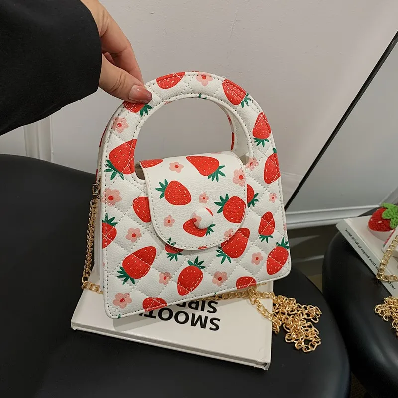 

Fashion Strawberry Handbag Evening Clutch Bag Women Plaid Crossbody Bag 2025 New Brand Sac A Main Versatile Mobile Phone Purse