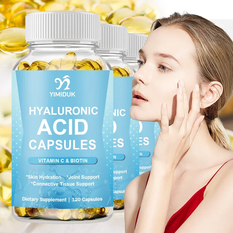 Capsules d'acide hyaluronique, avec vitamine C et biotine, soutien 3 en 1-hydratation de la peau, lubrification des articulations, santé des cheveux et des yeux