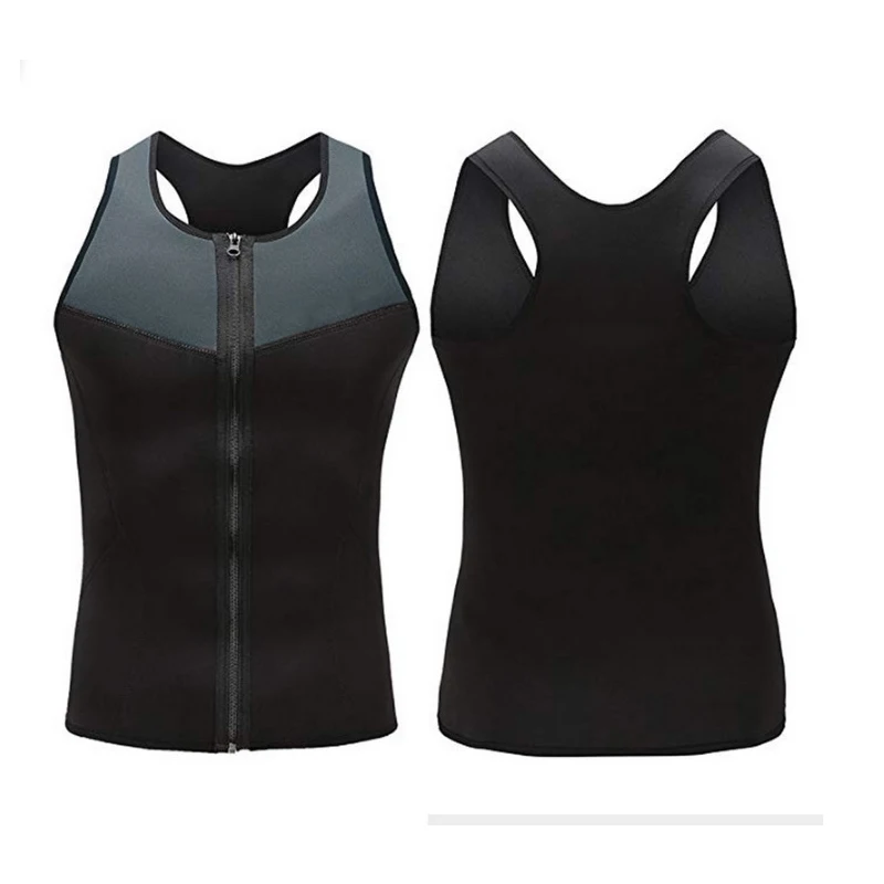 Corset amincissant en néoprène pour hommes, col en V, haut de sauna imbibé, chemise de sueur, combinaison de batterie, fermeture à glissière pour