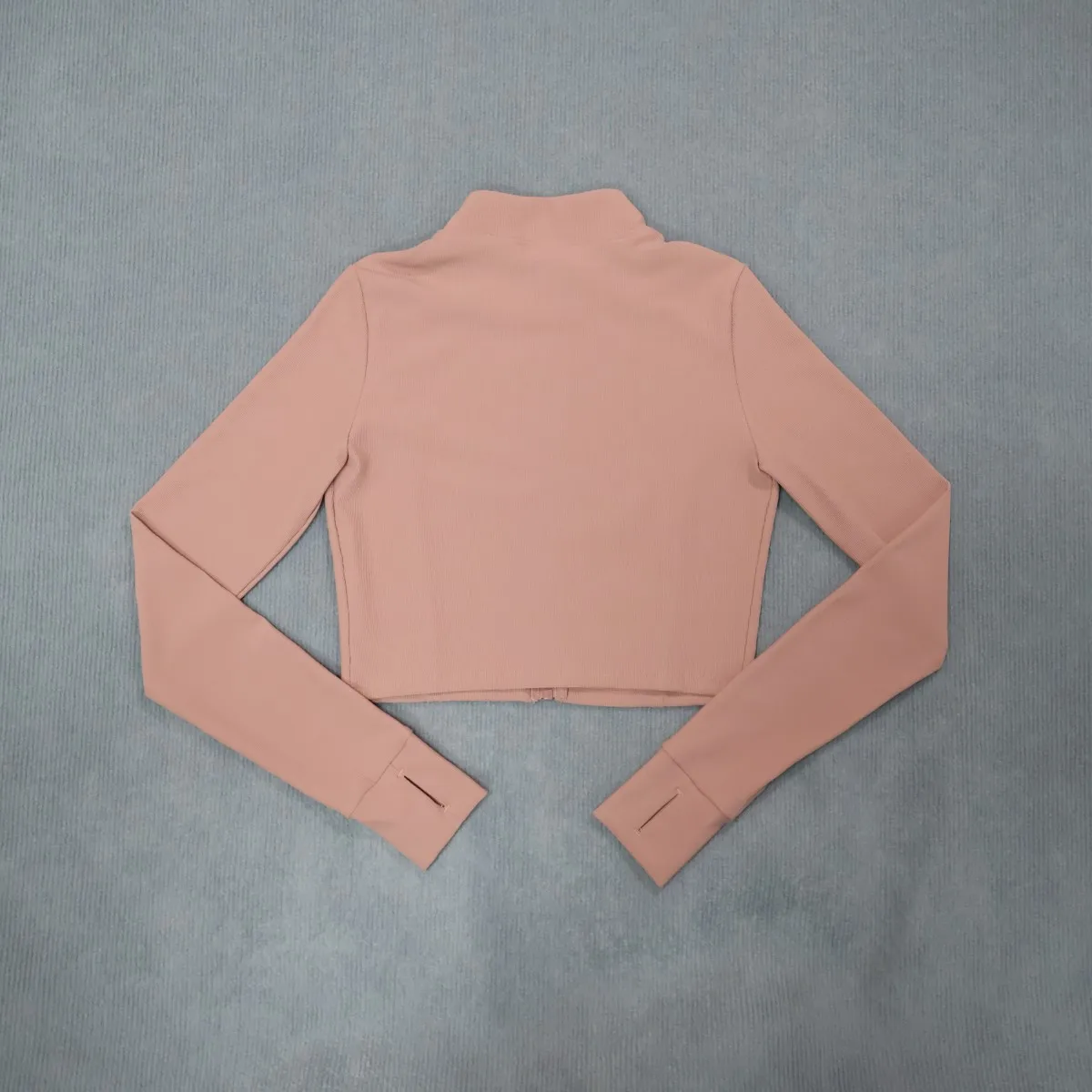 Damen Sportjacke mit hohem Kragen und Reißverschluss, Slim Fit, Langarm Yoga & Fitness Oberteil, schnelltrocknend und atmungsaktiv, Outdoor-Sportbekleidung – Detail 13