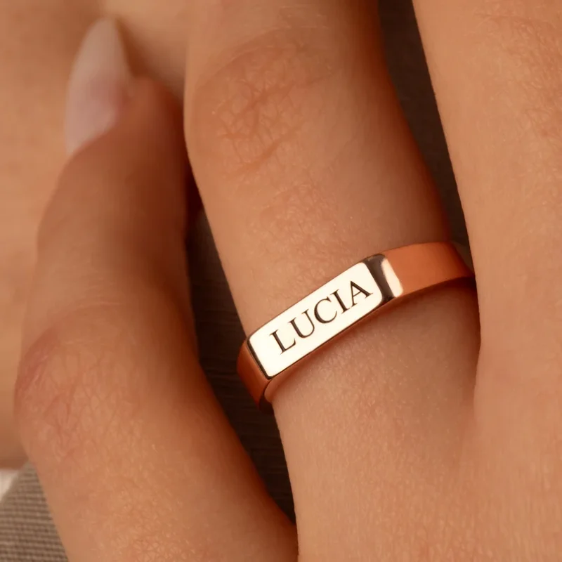 

Personalized Custom Name Ring Gift For Woman Men Wedding Marry Gold Color Stainless Steel Jewelry