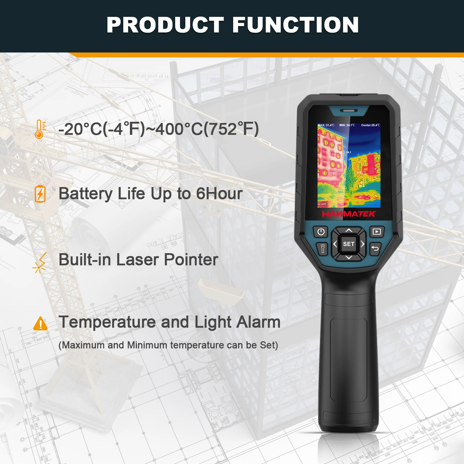 Hanmatek Infrared Thermal Imager Floor Heating Detector Temperature Thermal Imaging Camera For Water Pipe Leak, Electric Repair