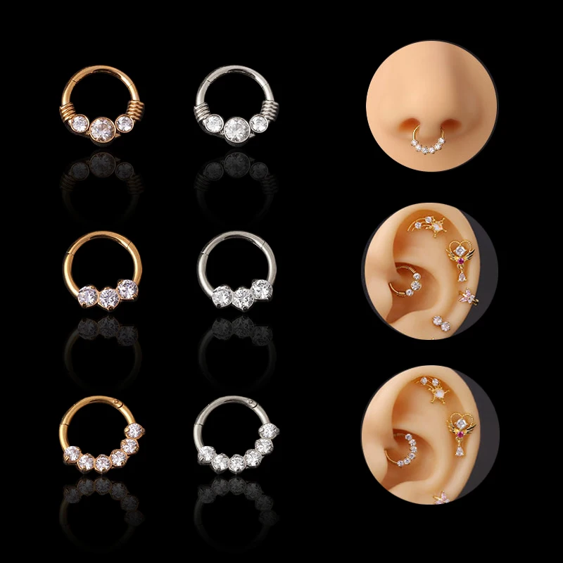 

1PC Zircon Nose Rings Studs 16G Stainless Steel Fashion Piercing Body Jewelry Accessories Women Decoration Gift for Friend