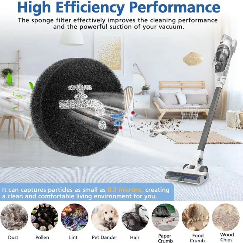 Substituição do filtro compatível para preto e DECKER POWERSeries Plus, 16V, 20V, vara sem fio, modelos de vácuo, BHFE420J, durável, fácil de usar