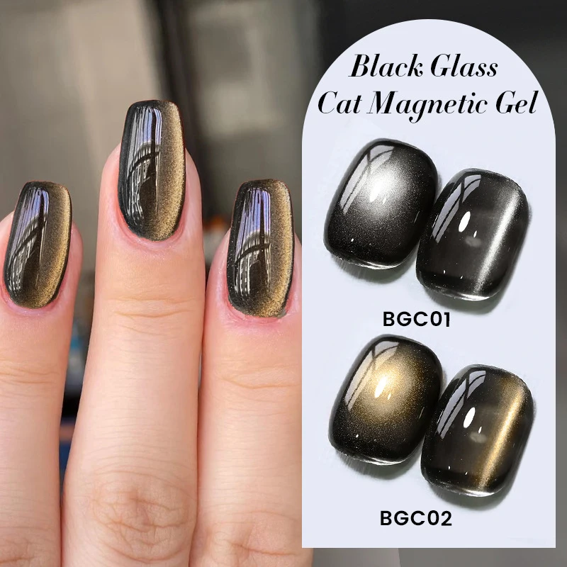 10ml Black Glass Cat Magnetic Gel Nail Polish Punk Style Nail Art Manicure Varnis Semi Permanent Gel For Winter Nail