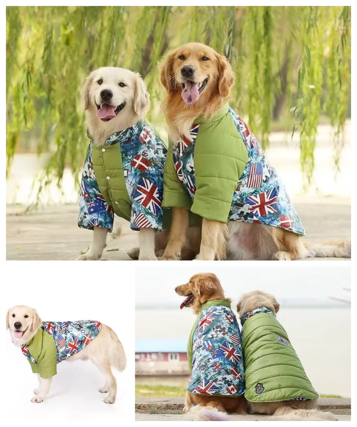 

Средние и большие собаки утолщаются зимой, хлопчатобумажная одежда теплая и удобная, армейский зеленый цвет с защитой от линяния.