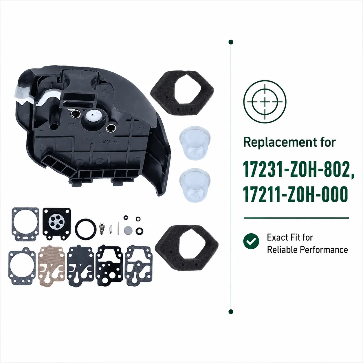 Air Filter Cover Carb Kit Primer Bulb Air Filter For HONDA GX25 GX25N GX25NT HHT25S Trimmer, OEM 17231-Z0H-802 17211-Z0H-000