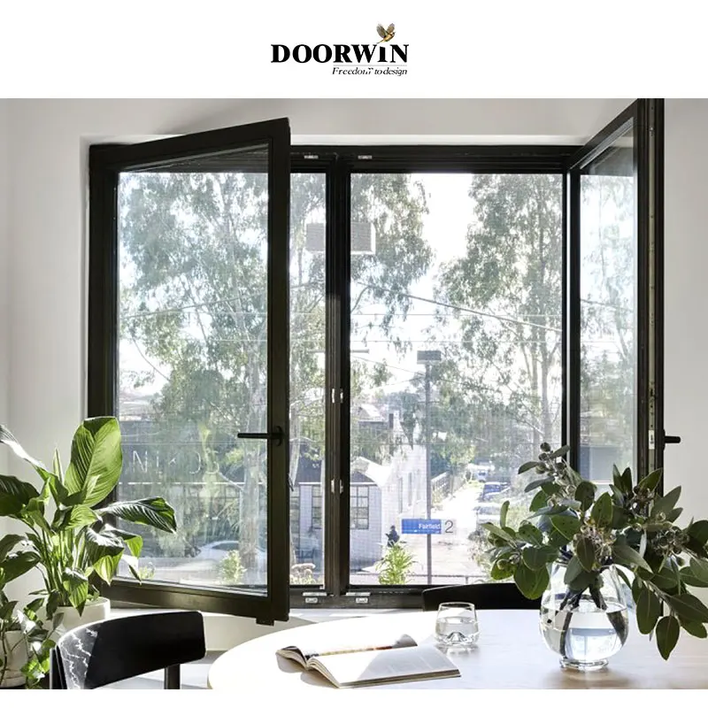 

DOORWIN Customized Double Glazed Simple Design Aluminum Ultra Narrow Frame Balcony Window Aluminum Frame Casement House Windows