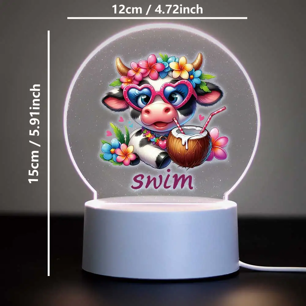 1 unidad de bonita vida de vaca, impresión UV, nombre personalizado, luz Led nocturna, ilusión 3d, lámpara de noche, decoración para habitación de bebé, regalo de cumpleaños