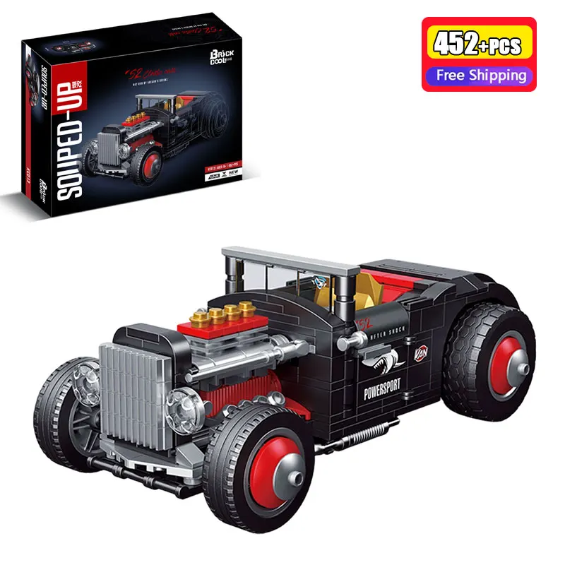 

KC013 Vintage Hot Rod Building Blocks 452PCS 1932 Classic Car Model Retro Vehicle City Series Bricks Toy For Boys Room Decor
