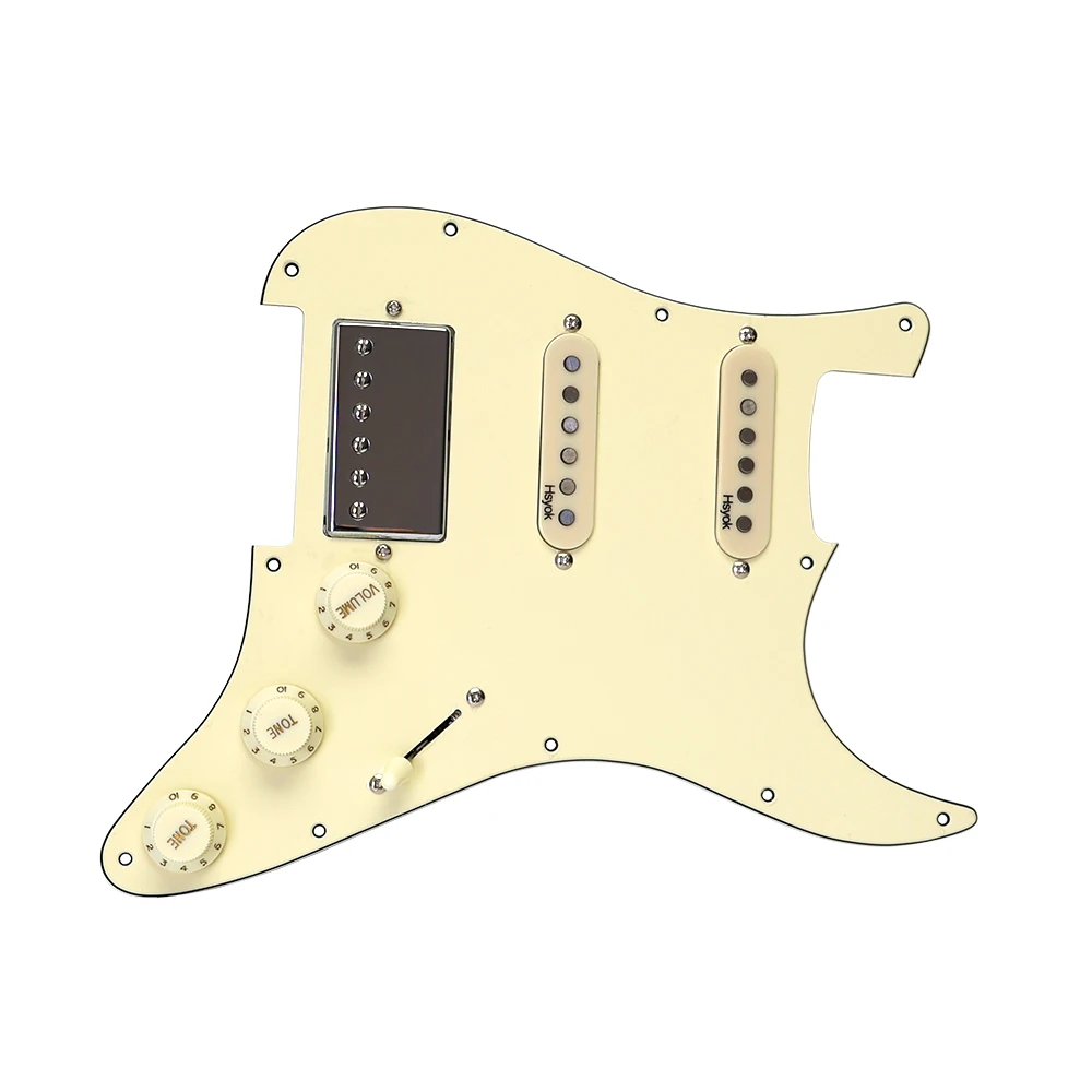 3Ply Cream Loaded Prewired Electric Guitar Pickguard, PVC Scratch Plate Stringed Instrument Replacement Parts