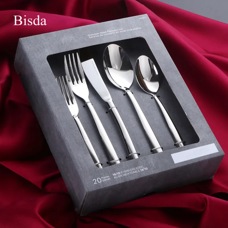 Christmas Dinnerware Set 20Pcs/set Stainless Steel Cutlery Sets High Quality Silver Cutlery Tableware Set  With Gife Box