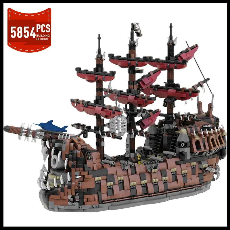 

MOC The Ruined Kinged Pirate Ship Model Building Blocks Set Ultimate Collector Series Boat MOC-165091 Assemble Bricks Toys Gifts