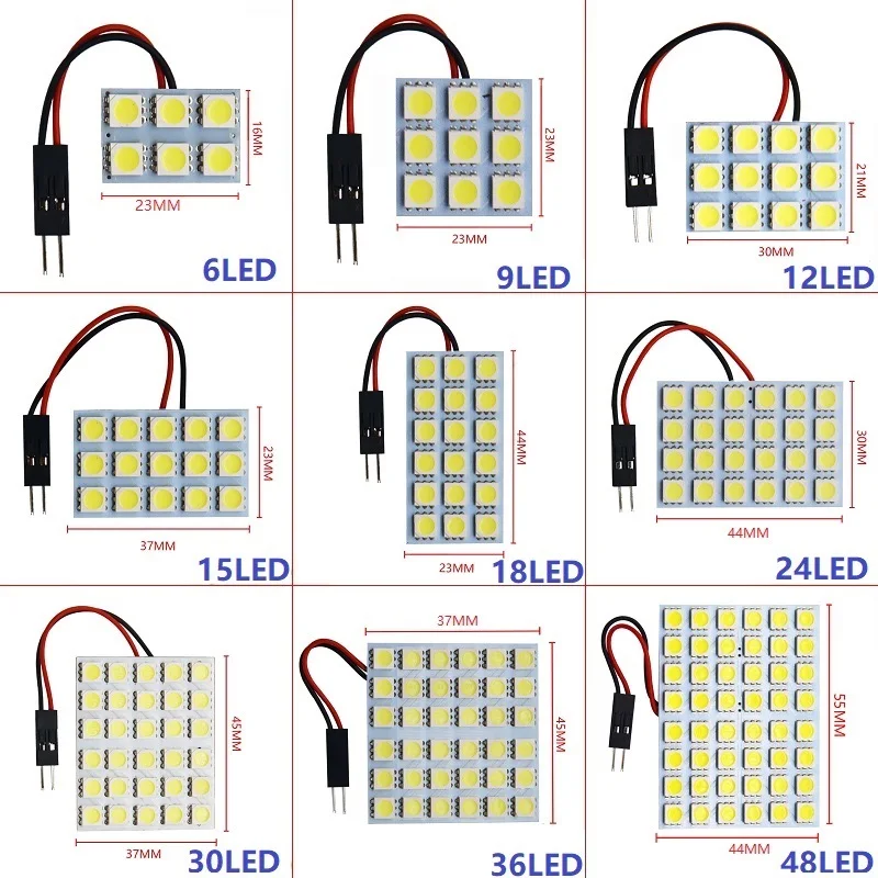 White T10 C5W Car Auto Festoon Dome Interior LED Lights Lamp Map Roof Reading Bulb DC12V 31/36/39/41MM 12V 6000K