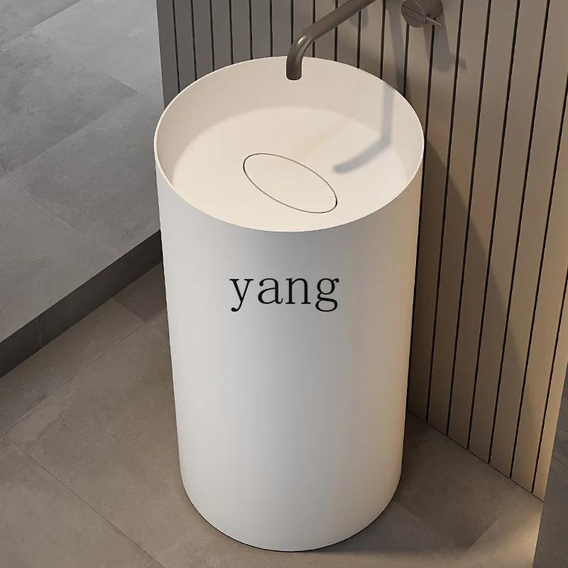 

LTT artificial stone column basin circular integrated floor type small apartment household wash basin