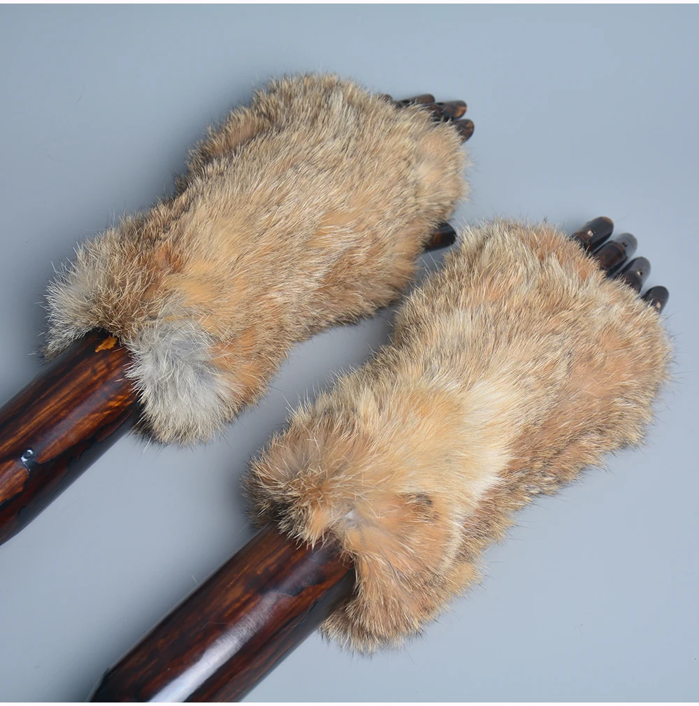 Lady Winter 100% Natural Real Rex Rabbit Fur Glove Women Soft Rex Rabbit Fur Glove Foashion Warm Knitted Genuine Fur Gloves