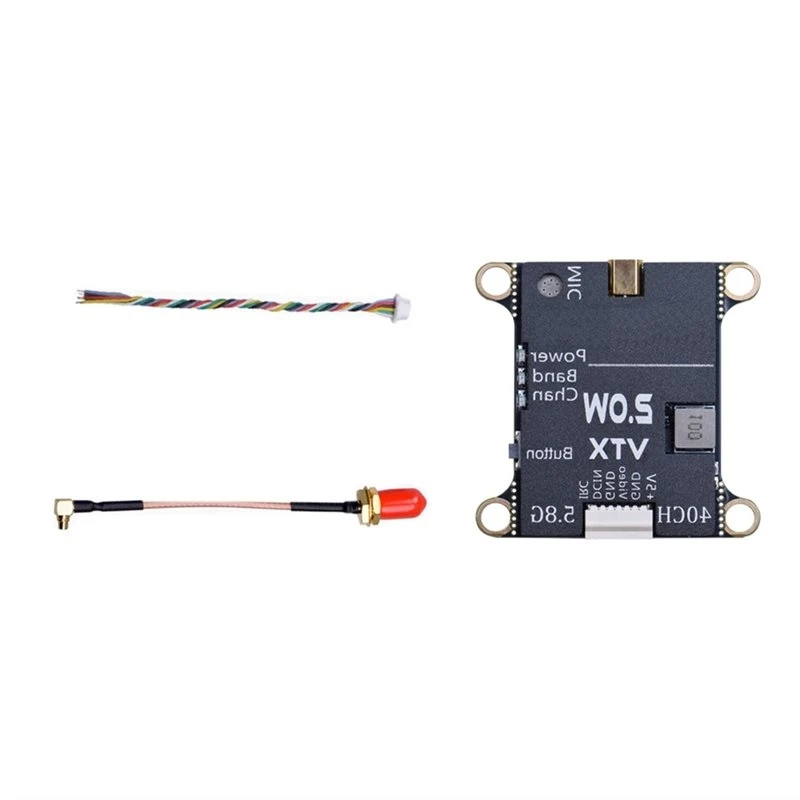 11.11Adjustable 2W VTX 5.8G 40CH FPV Transmitter Built-In Microphone Heat Sink For RC For Airplane Long Range 2-6S 30X30mm