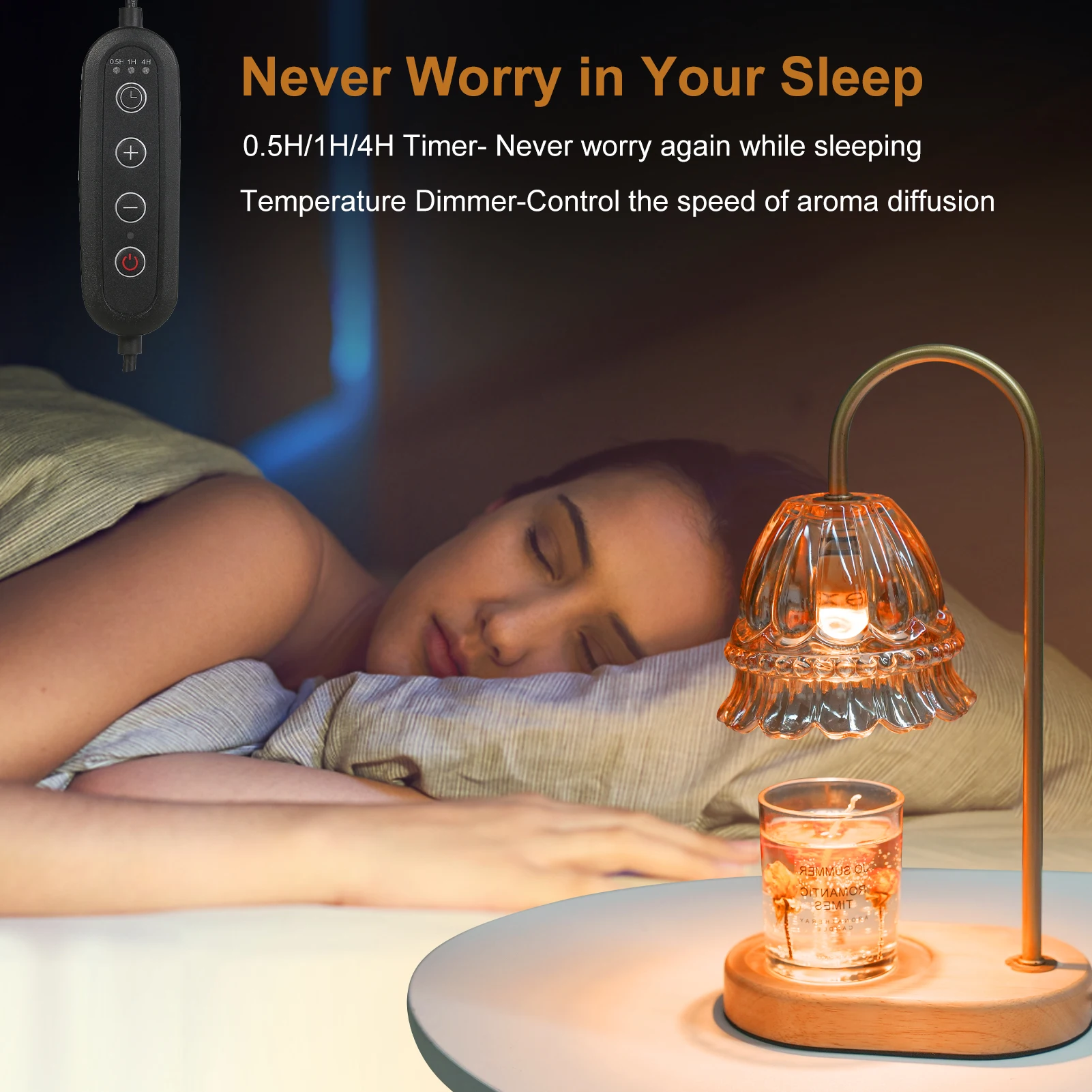 Литомическая лампа для подогрева свечей с регулируемой яркостью, ароматические свечи, восковой фонарь с таймером для маленькой и большой банки, ароматерапевтическая свеча