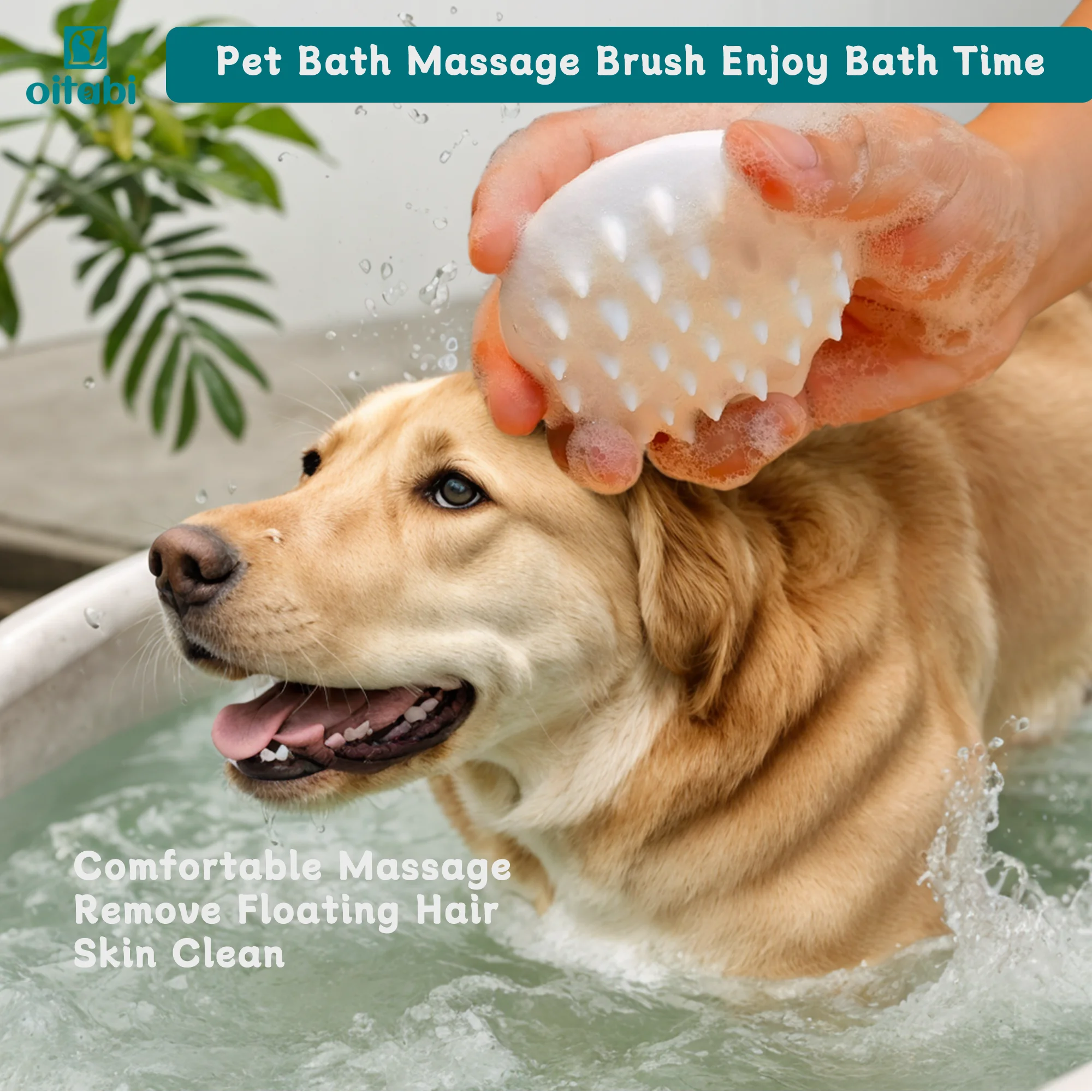 Oitabi pet macio silicone massageador escova chuveiro escova de banho remover pente limpo para cão gato, escova de limpeza de animais de estimação