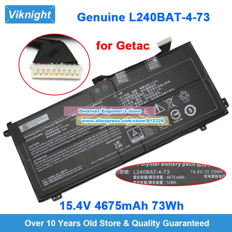 

Оригинальный аккумулятор L240BAT-4-73 15.4V 4675mAh 73Wh для System76 Lemur Pro(lemp13) Getac 6-87-L240S-74B00 41CP5/50/112
