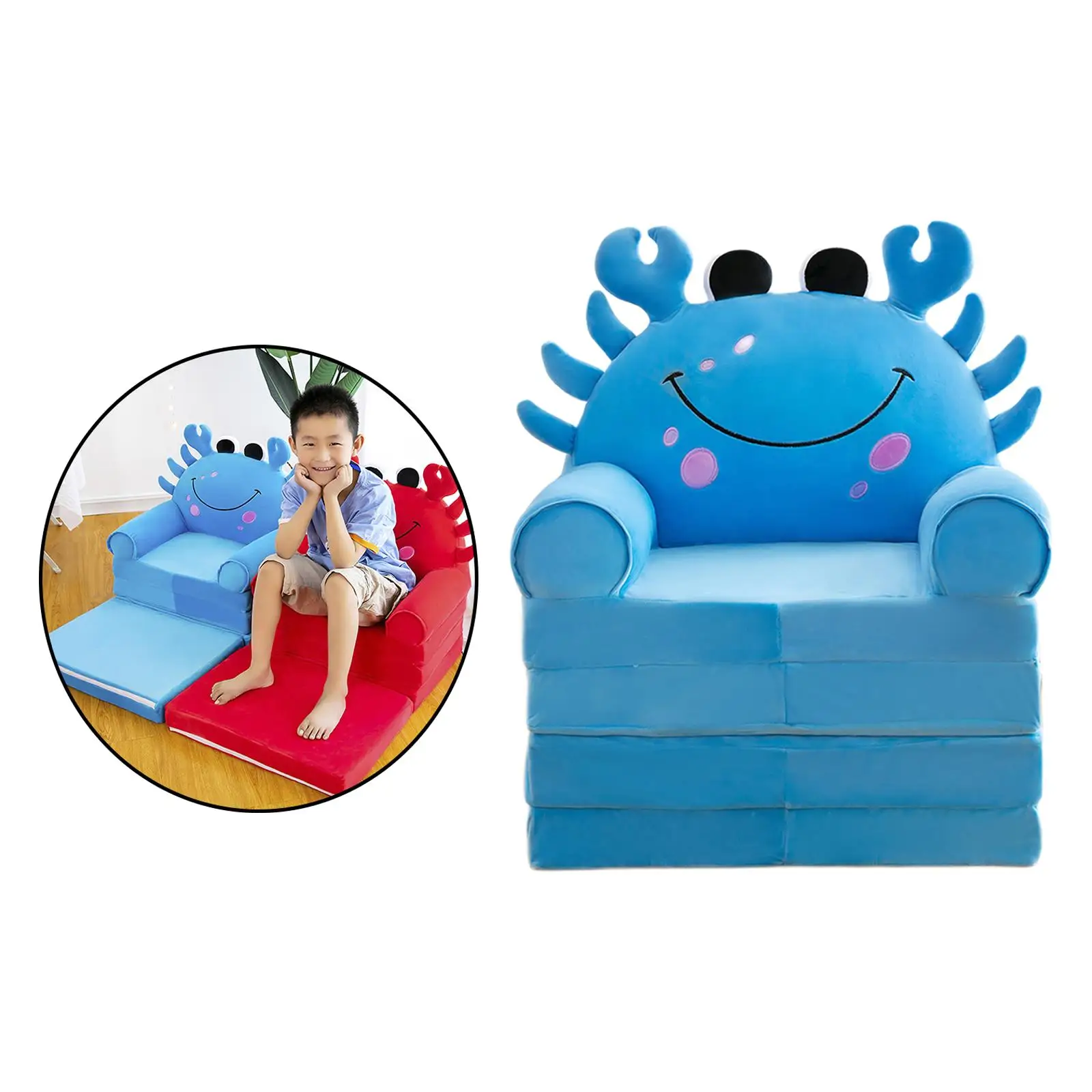 Cartoon Foldable Kids Sofa Cover Plush Children Couch Backrest Armchair Slipcover for Living Room