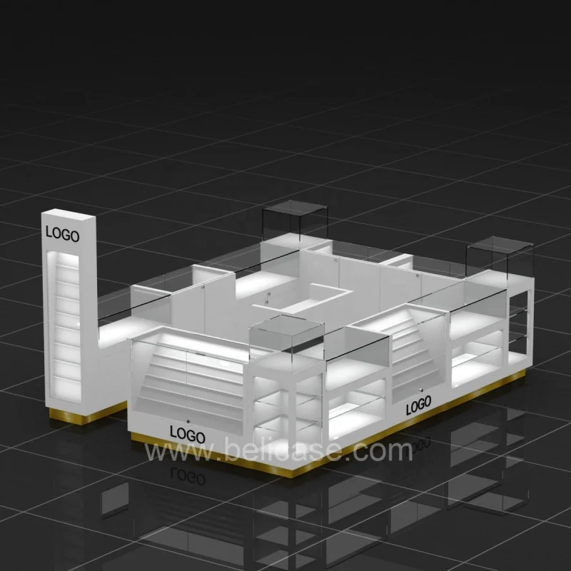 Custom, Modern Design Mobiele Telefoon Kiosk Mobiele Telefoon Accessoire Display Showcase Hout Mobiele Teller Winkelcentrum Kiosk