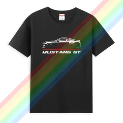 メンズプレミアムカジュアルTシャツ,半袖Tシャツ,綿100%,フォードマスタングgt,カーファン,グラフィック,クール,S-3XL,夏,2024