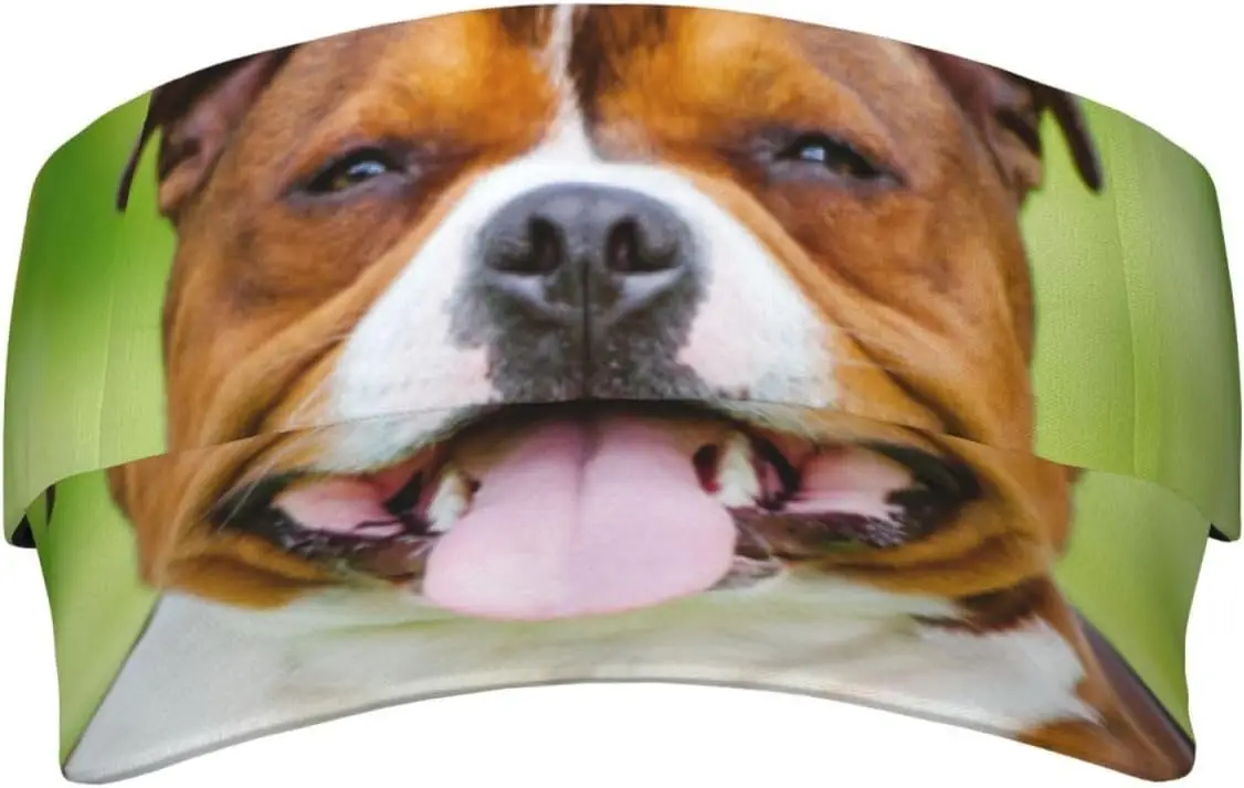 Sport Sun Visor Hat English Staffordshire Bull Terrier Dog Empty Top Sun Hat Cap for Baseball Gym