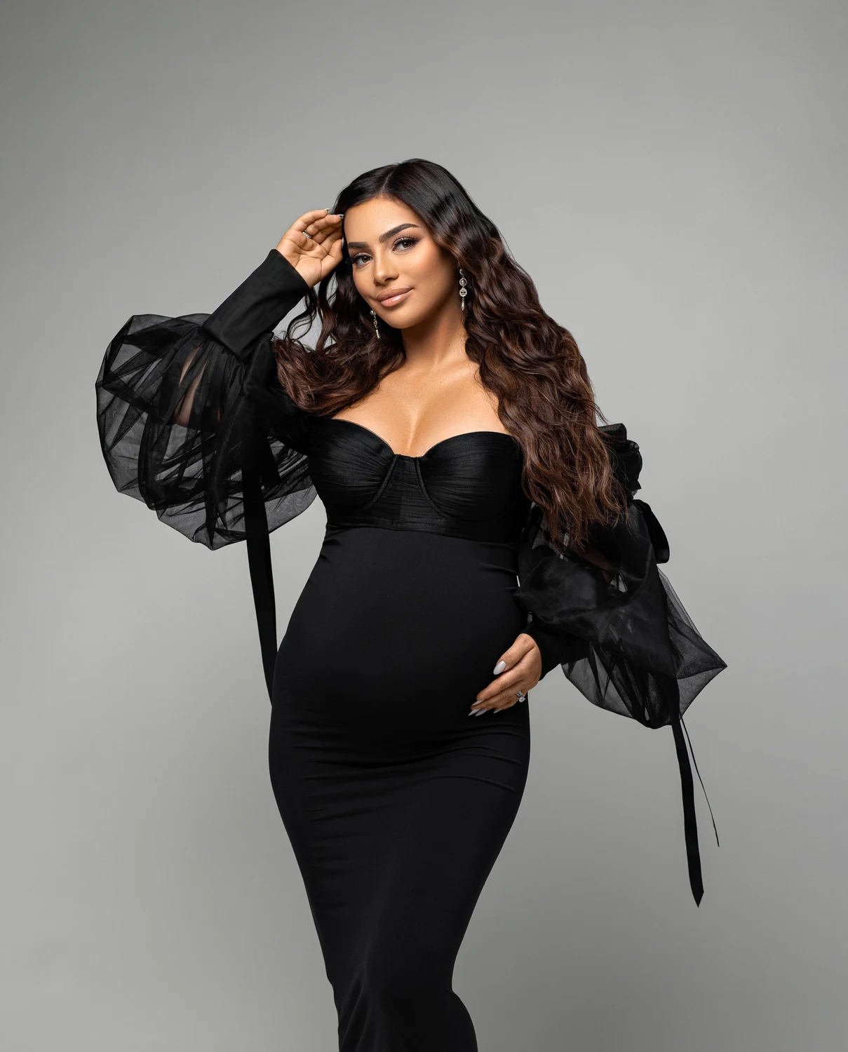 Black Bodysuit Maternity Dresses for Photo Shoot Pregnancy Women Photography Dressing Gowns Babyshower Dress Maternity Robe