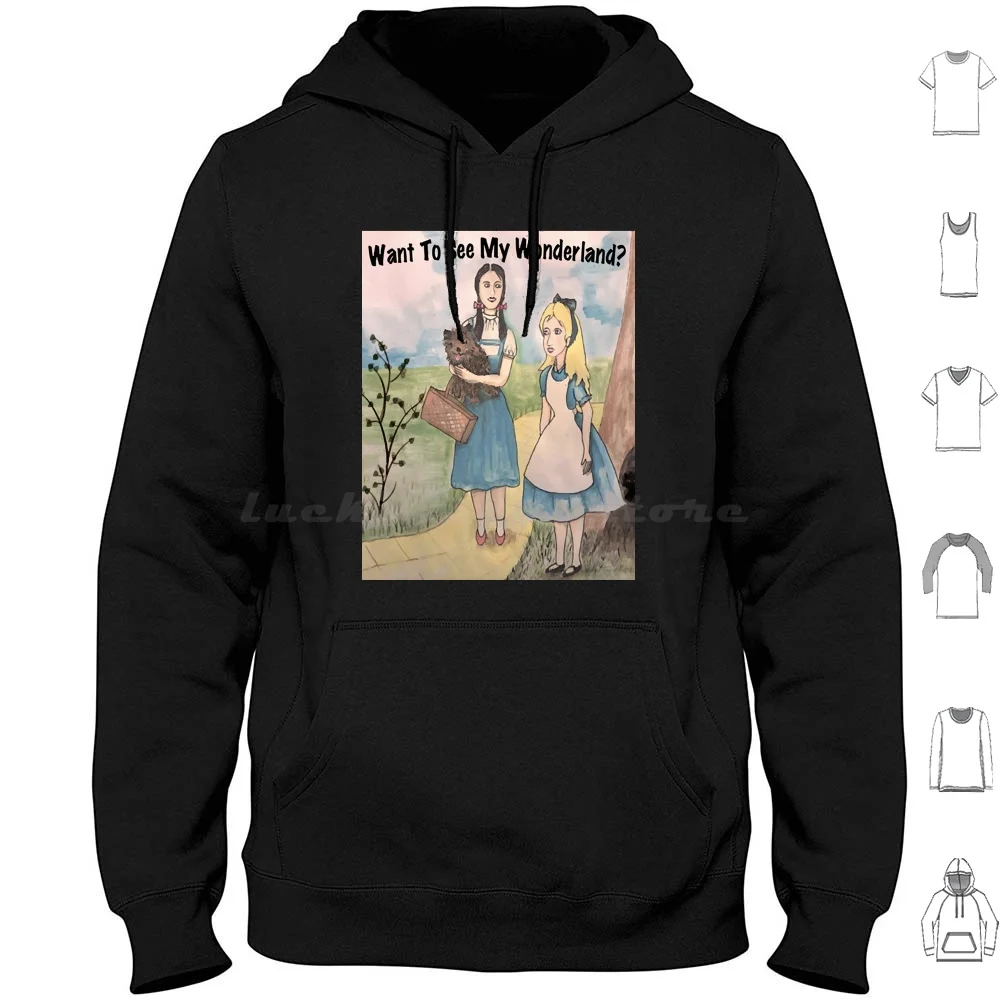 Dorothy And Alice Funny Quotes Hoodies Long Sleeve Dorothy Gale Were All Mad Here Tin Man Wicked Witch Of The West