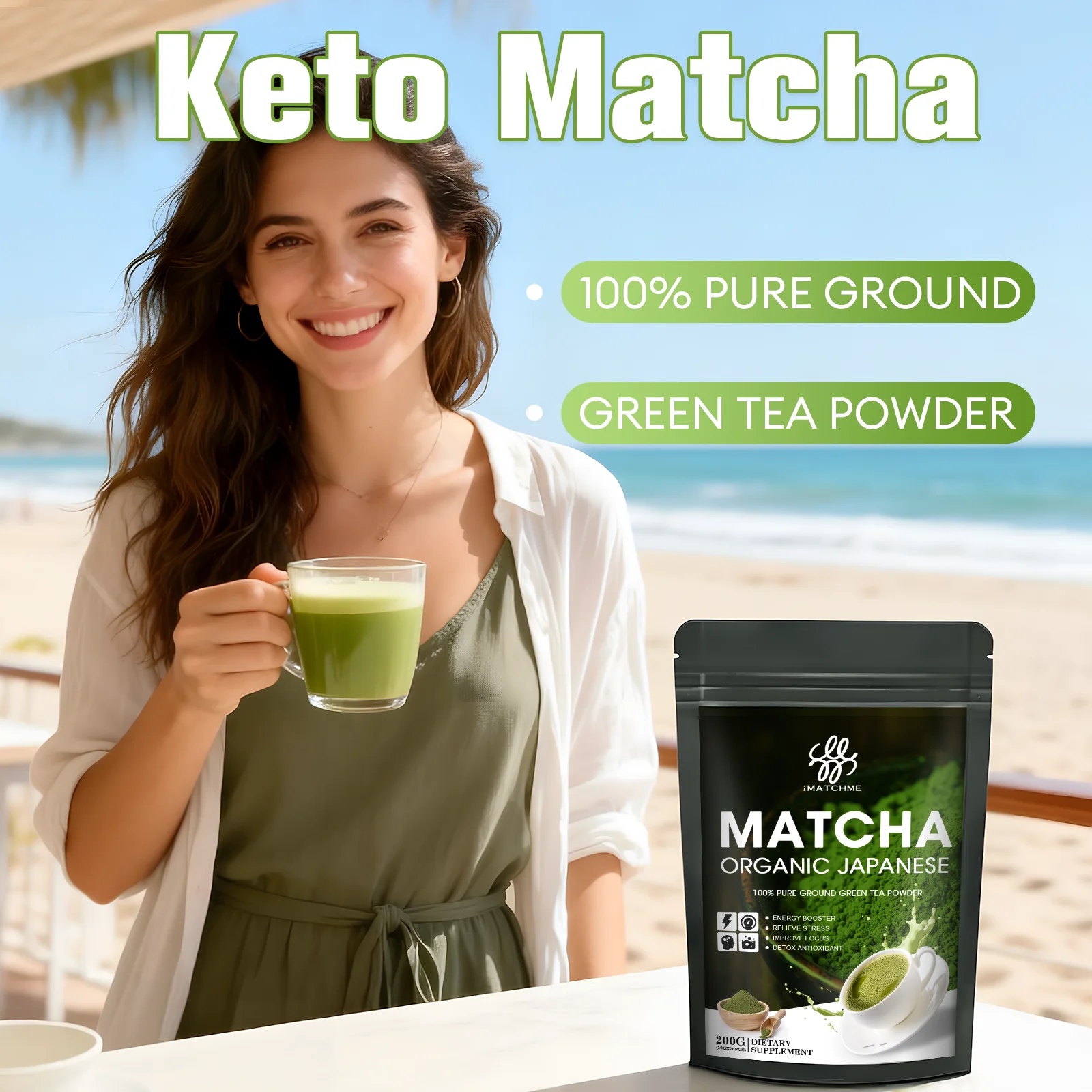 Natural Matcha Weight Loss Supplement For Fat Burning , Shape Body, Gluten-free, Rich in antioxidants & Vitamins