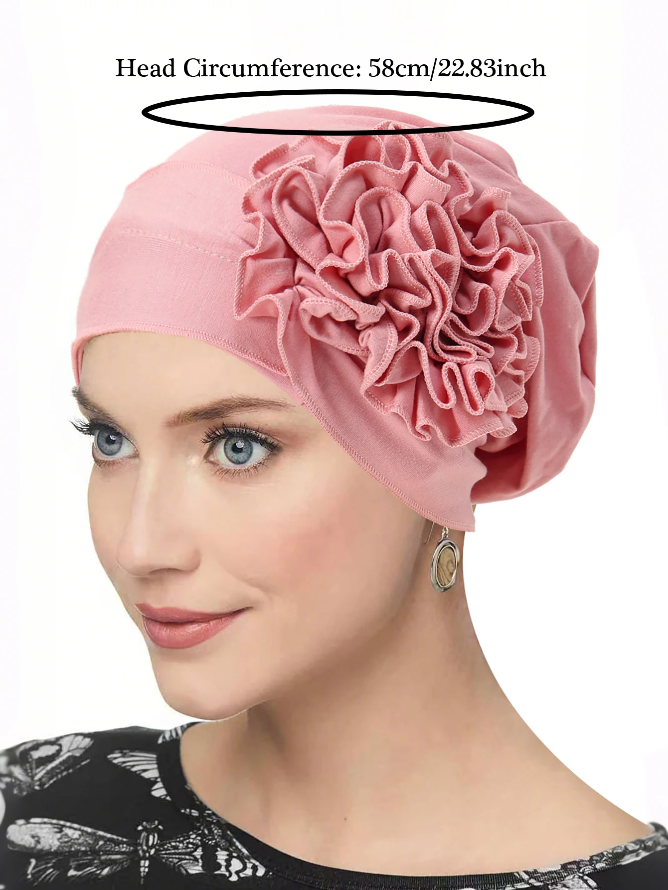 Nuove donne turbante cappello musulmano hijab cofano berretto indiano avvolgere la testa grande fiore fasce elastiche per capelli cappello accessori per capelli per ragazze da donna