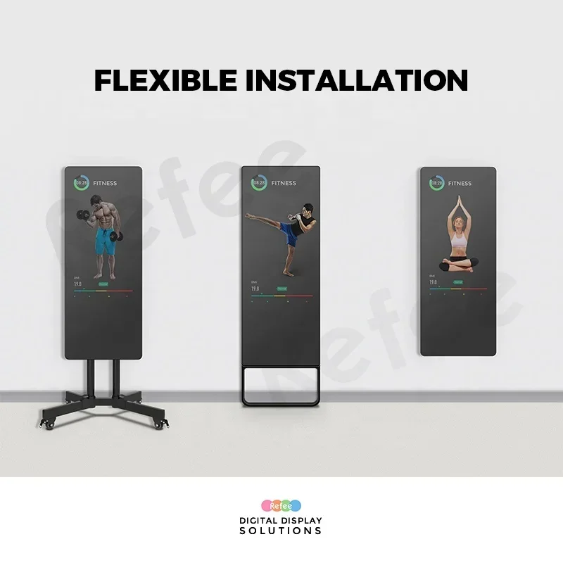 Espejo de fitness con pantalla táctil inteligente Android, pantalla led digital para deportes en interiores, ejercicio, gimnasio