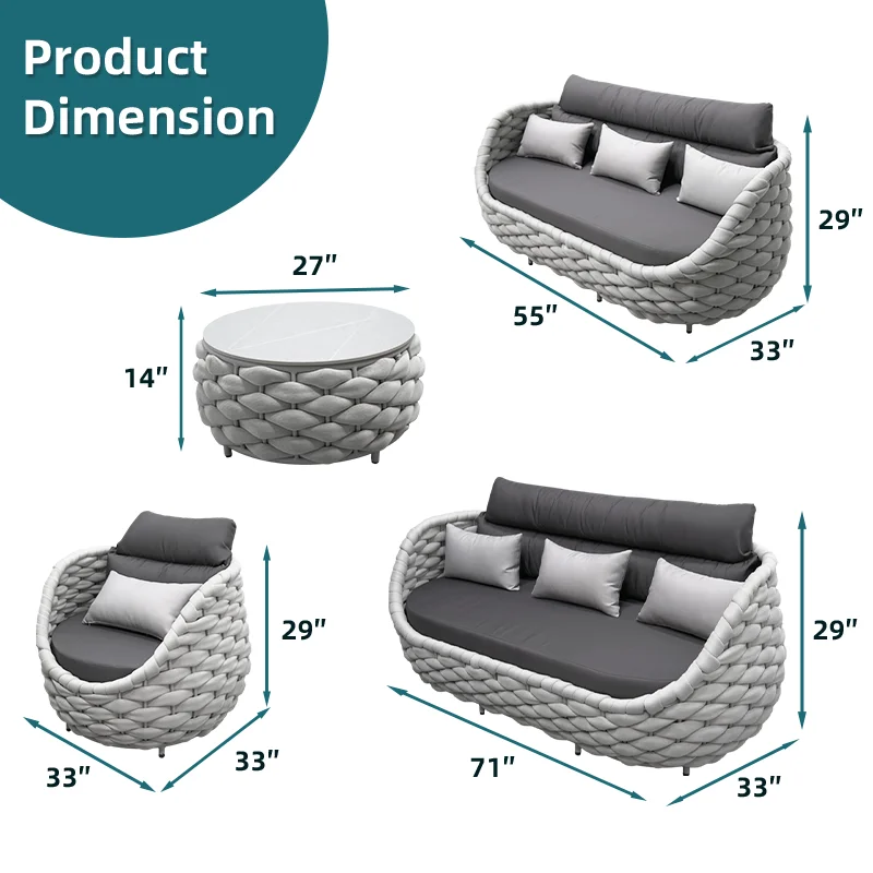 Wholesale garden furniture manufacturers modular outdoor sofa patio set garden furniture rope outdoor furniture set