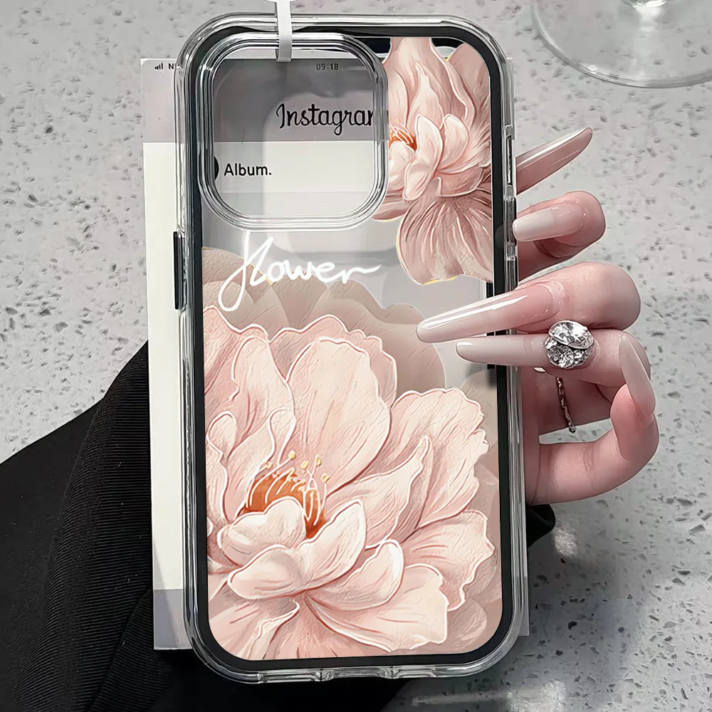 Elegant Flowers Clear Phone Case For iPhone 17 13 16 15 11 12 14 Pro Max 17 Air XR X Case Silicone 2 IN 1 Shockproof Soft Cover - view 2