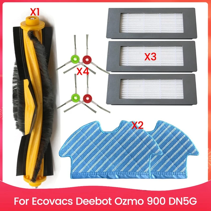 BAAG-para Ecovacs Deebot Ozmo 900 DN5G filtros cepillos laterales cepillo de rodillo accesorios para aspiradoras