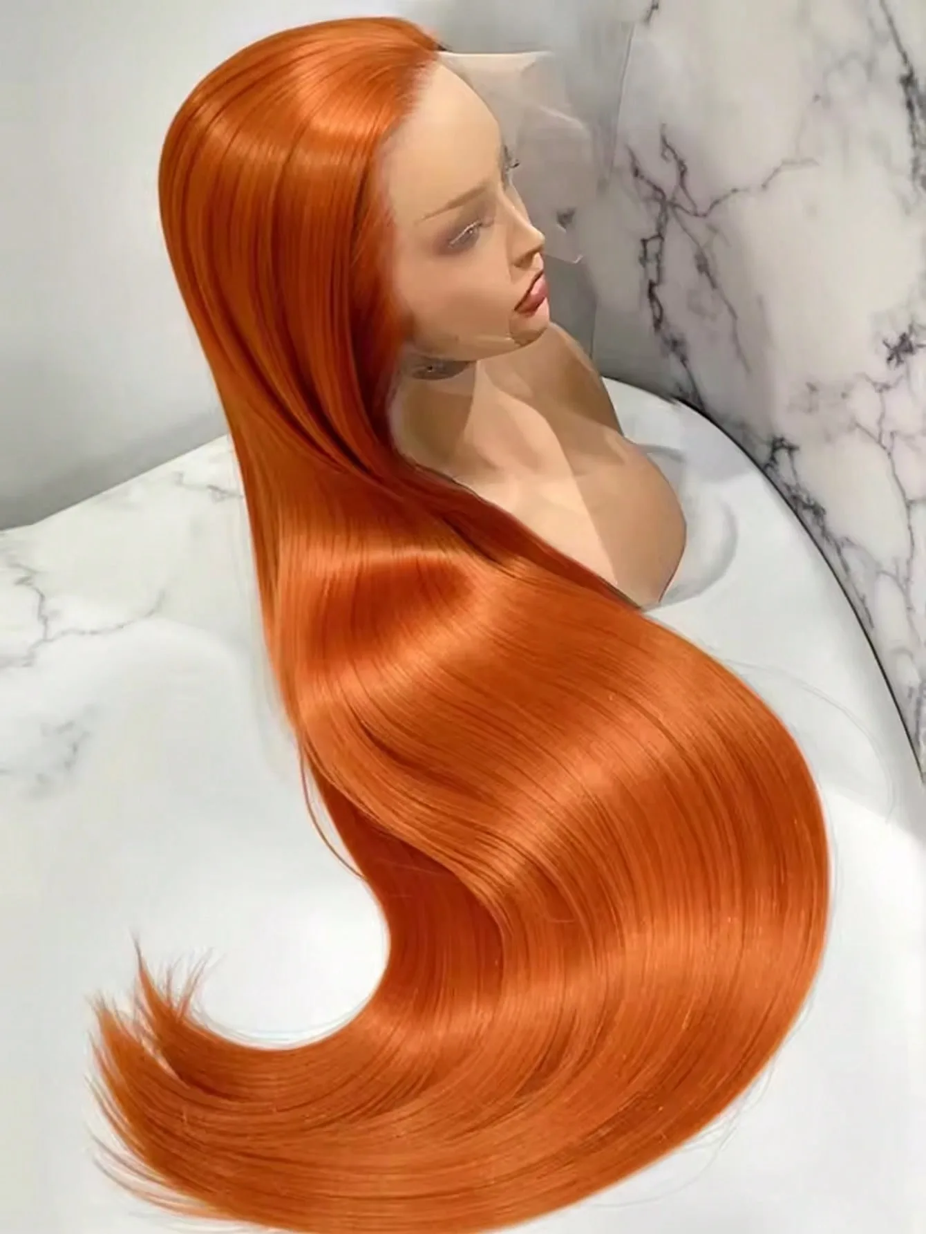 

34 Inch Straight Orange Ginger Lace Front Wigs Human Hair 350 Colored Brazilian 13X4 Transparent Lace Frontal Wig For Women