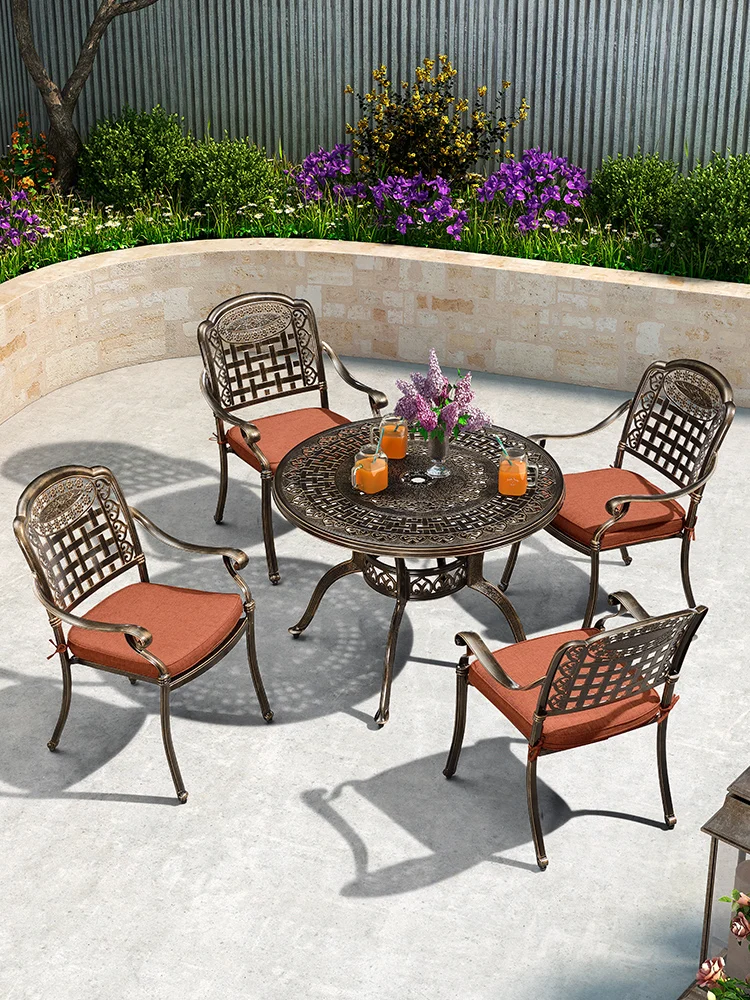 

Iron table and chair combination five piece set outdoor leisure cast aluminum chair villa courtyard garden terrace outdoor