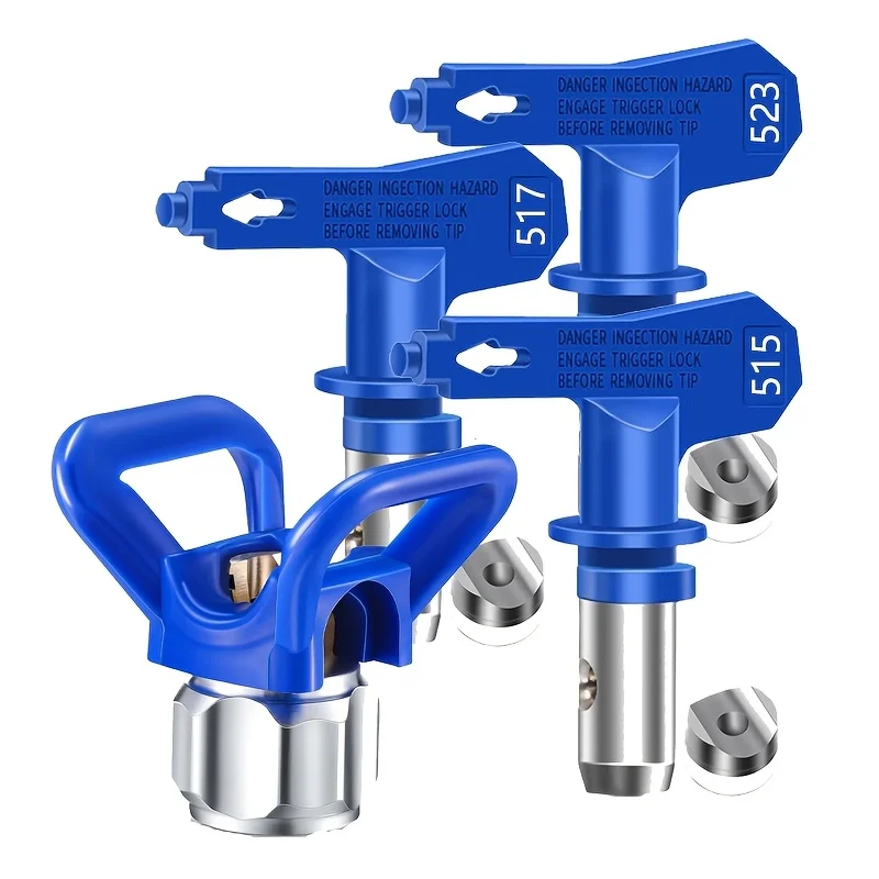 4-Piece Blue Spray Gun Nozzle Kit Combination Protective Cover Airless Nozzle Set Sprayer Spray Gun Parts for Airless Spray Guns