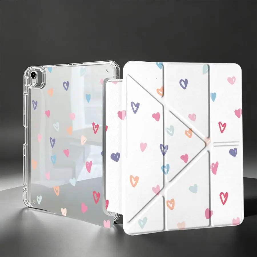 Tablet Case For iPad Pro 13 2025 2026 11th Air 8 M2 M3 3 Mini 7 6 5 9th 10th Gen 12th With Pen Slot Cover Colorful Heart