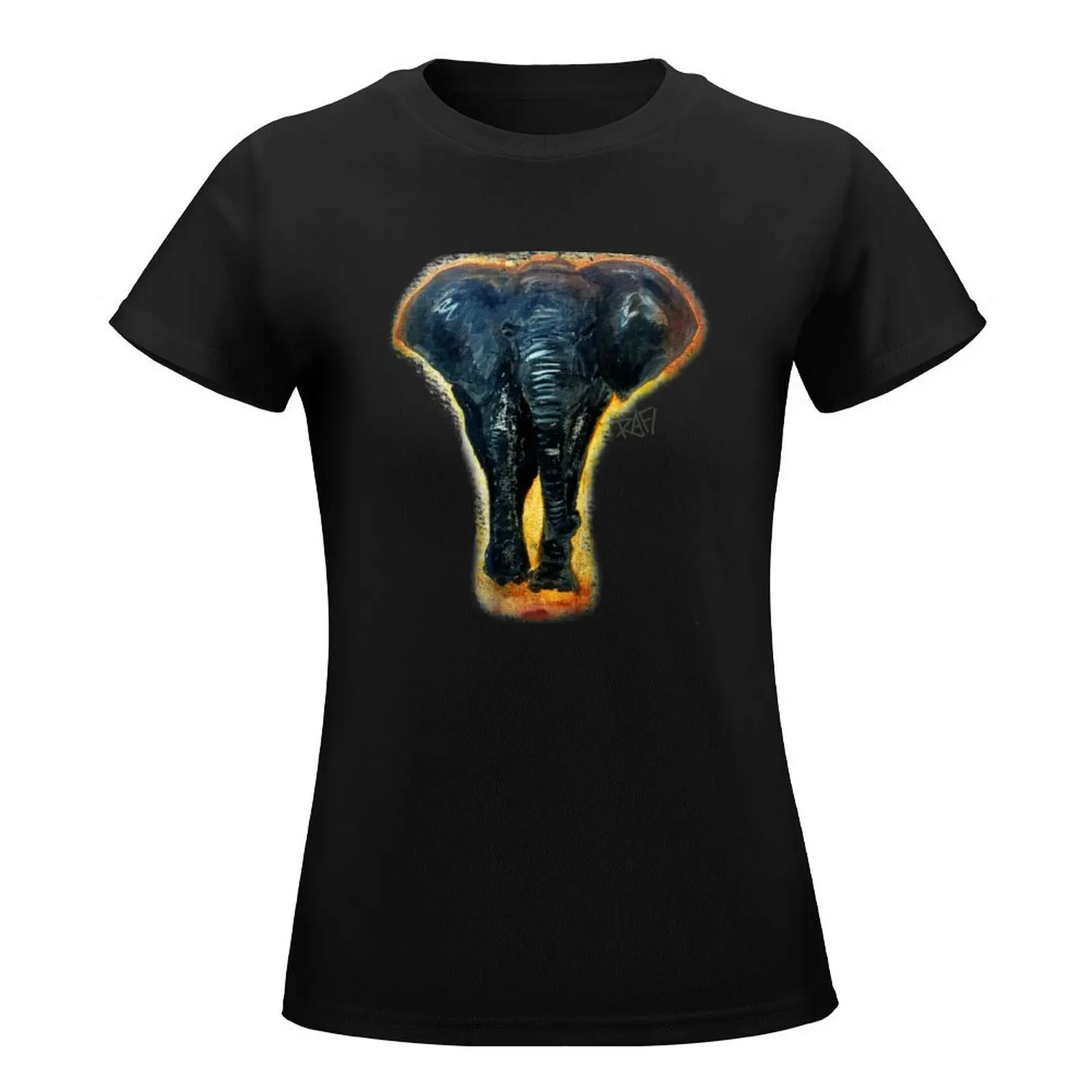 Antique Elephant Design By Rafi Perez T-Shirt korean fashion Female clothing lady clothes cute tops tops for Women