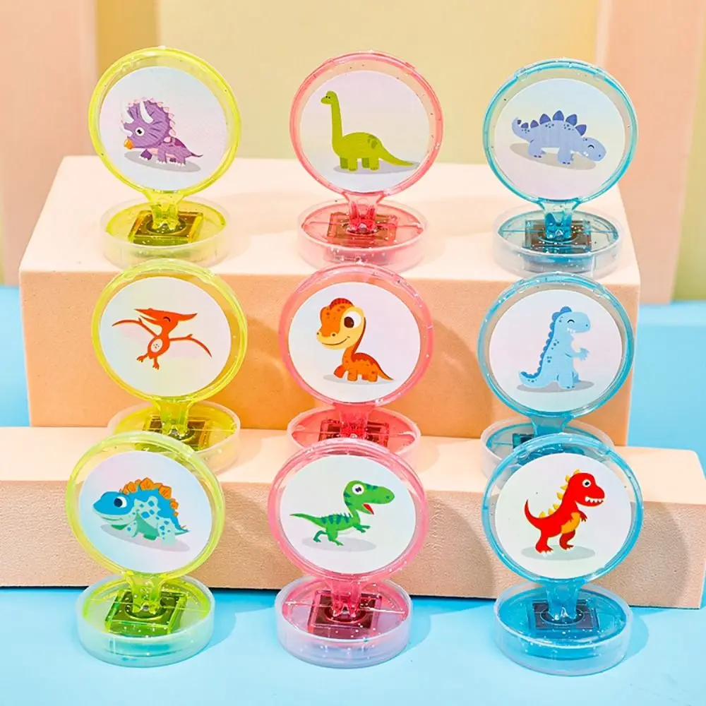 

Cartoon Dinosuar Stamp Self-ink DIY Tyrannosaurus Signet Children Pterosaur Children Round Seal Painting Photo Album Decor