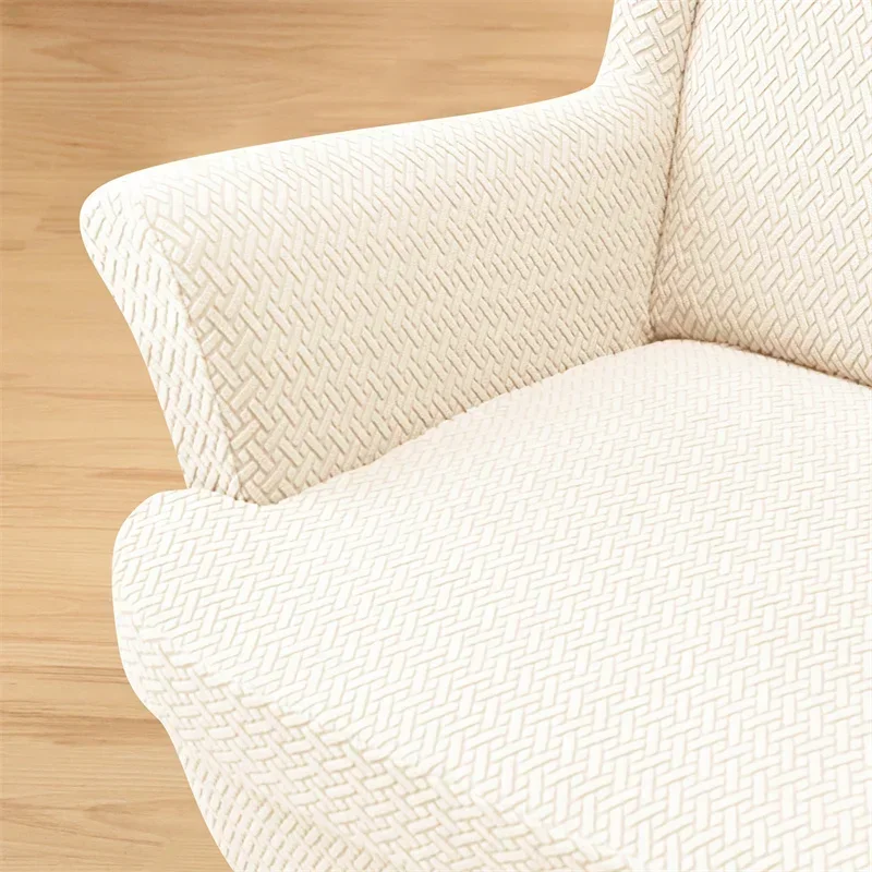 2 teile/satz Jacquard Flügel Stuhl Abdeckungen Einfarbig Stretch Wingback Sessel Schonbezüge Anti-schmutzige Möbel Protector Dekor – Detail 10