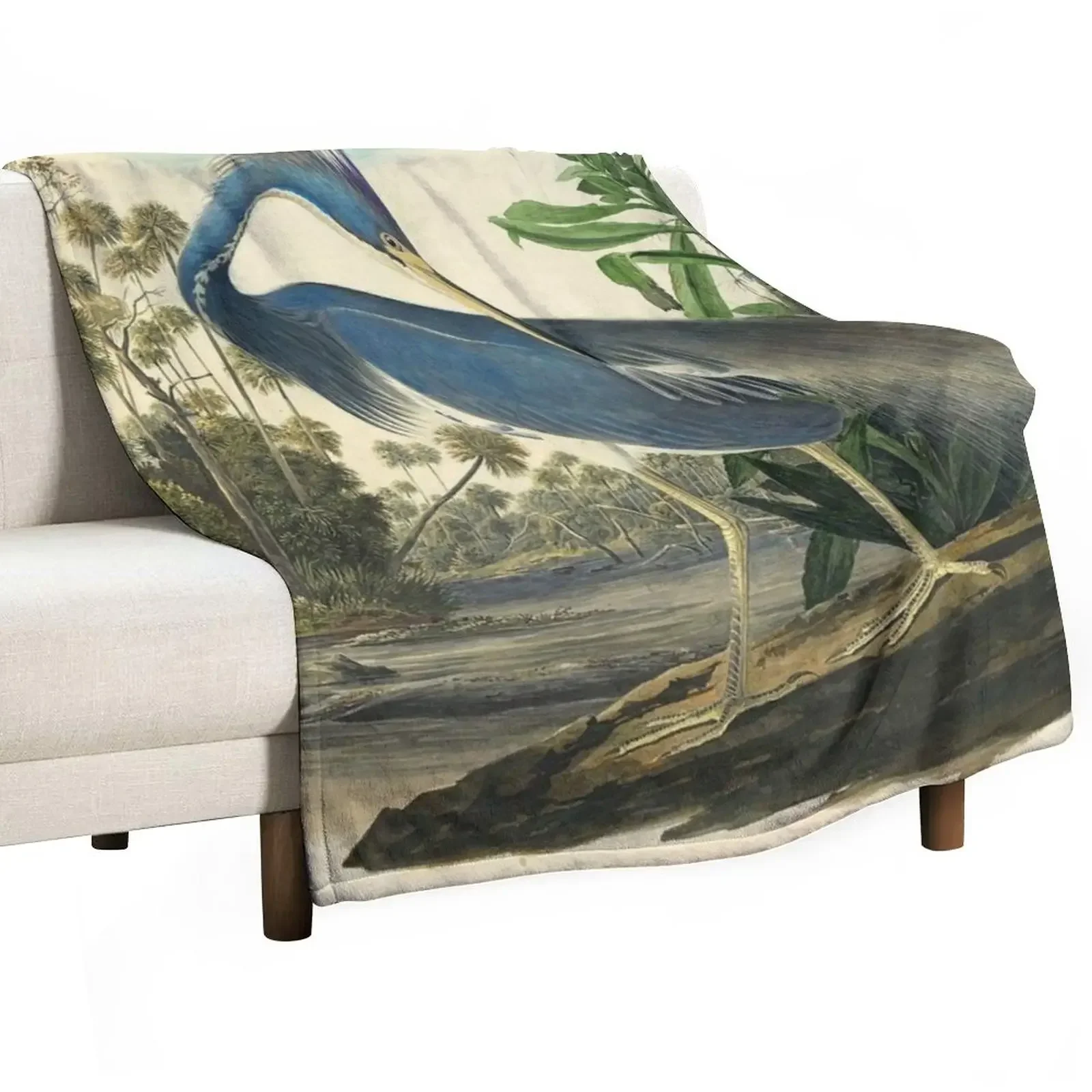 

John James Audubon Louisiana Heron Throw Blanket Luxury St Sofa Soft Plaid Blankets