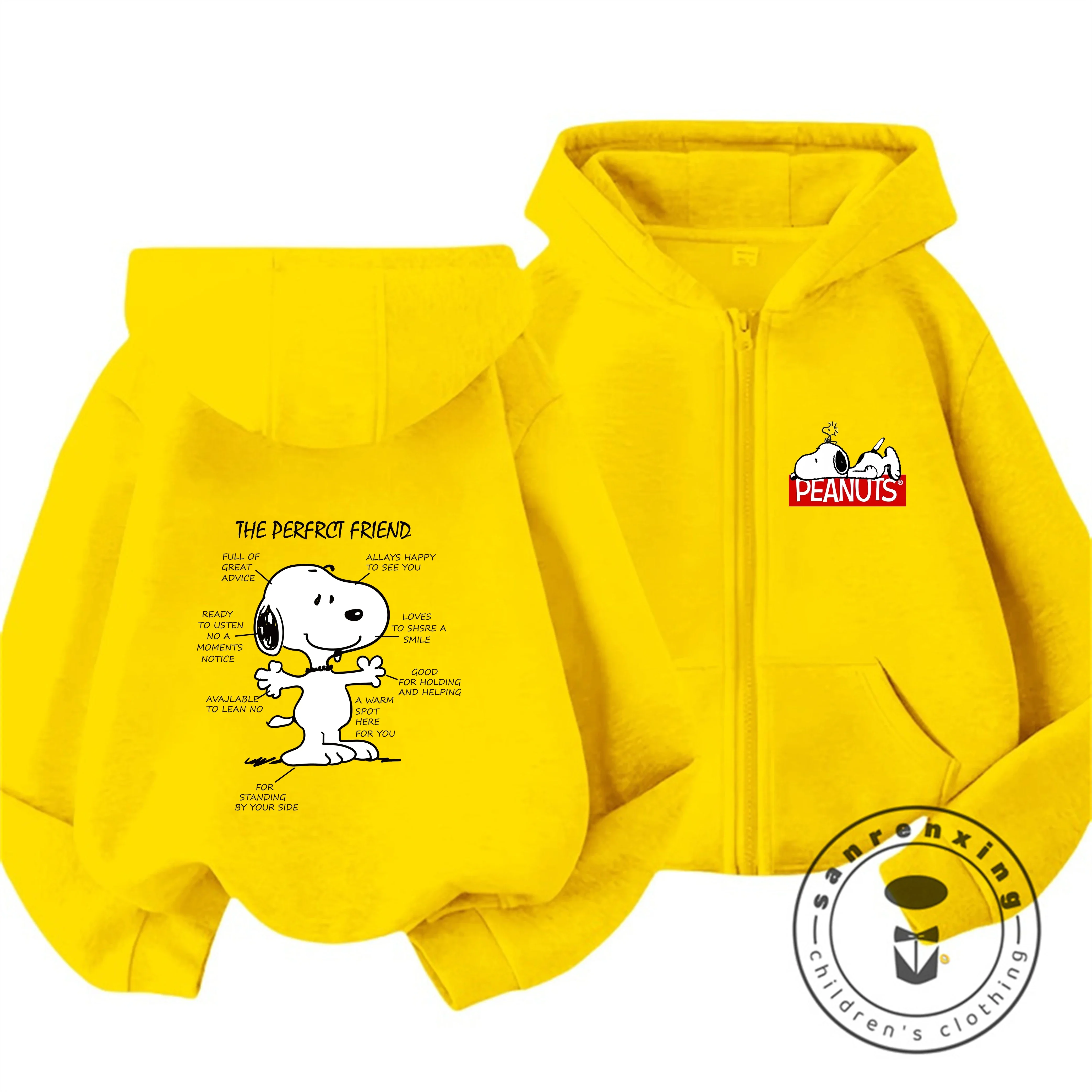 Cute Cartoon Casual Zipper Hoodie Winter Trendy Hooded Kids Apparel Snoopy Children 3 14