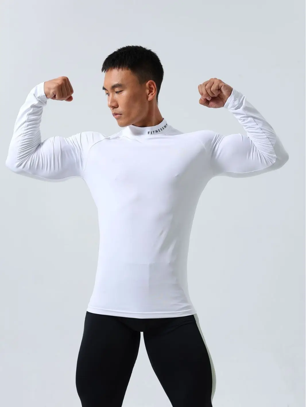 Men\'s Spring Round Neck Warm Long Sleeve Sports Quick Dry Outdoor Tight Leisure Running Fitness Super Elastic Breathable