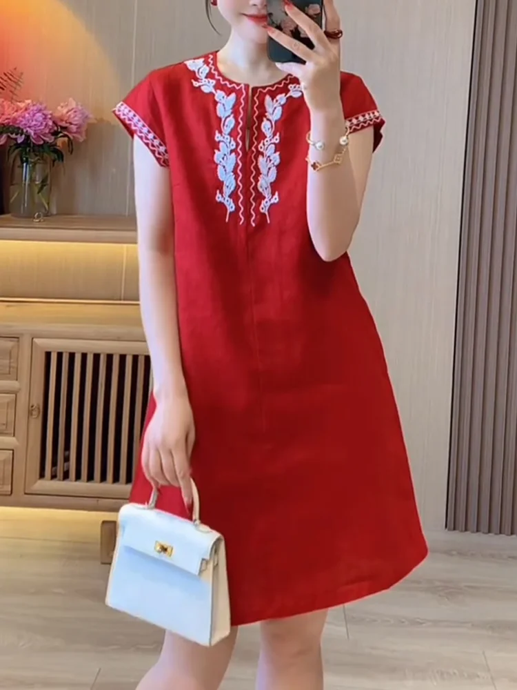 

Ele Ретро вышитая Dr Faionable женская одежда больших размеров, универсальная летняя Новое поступление, корейская одежда для поездок на работу и ветер