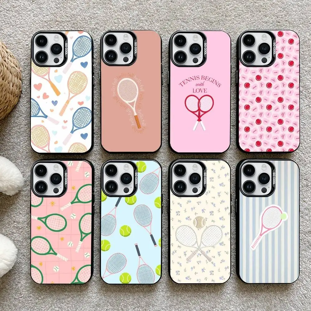 

Tennis Phone Case For iPhone 16,15,14,13,12,17,Pro,MAX Black Matte Shockproof Cover
