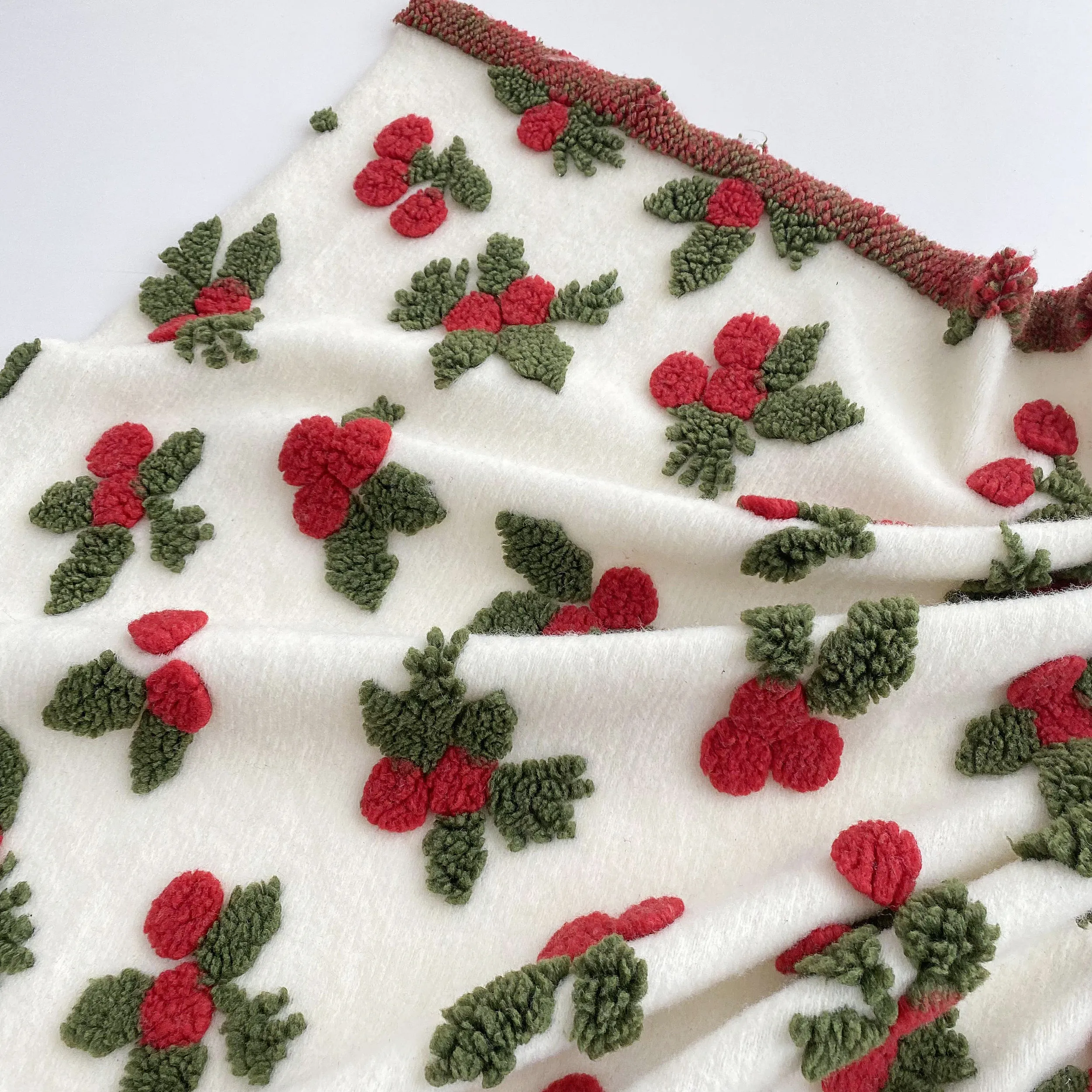 Knitted Woolen Fabric Three-dimensional Christmas Flower Jacquard Velvet Fabric For Coat Plush Toy Pillow Blanket Diy Fabric